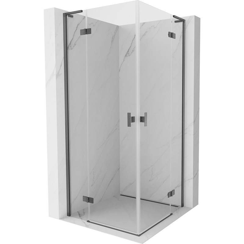 Mexen Mist-H L Duo kabina prysznicowa uchylna 70 x 70 cm, transparent, gun gray szczotkowany - 8A5L-070L-070P-66-00