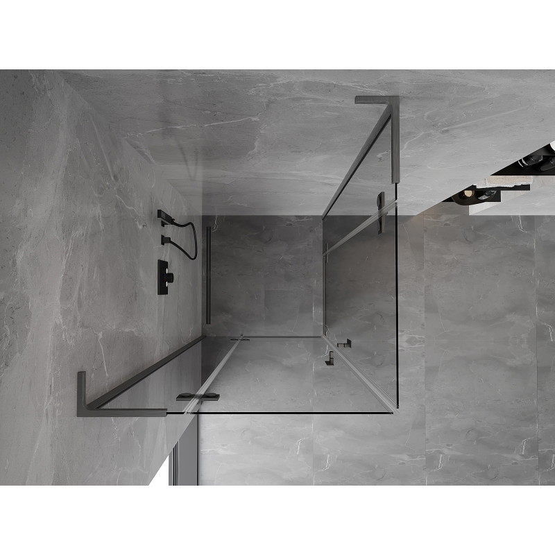Mexen Mist-H L Duo kabina prysznicowa uchylna 70 x 70 cm, transparent, gun gray szczotkowany - 8A5L-070L-070P-66-00