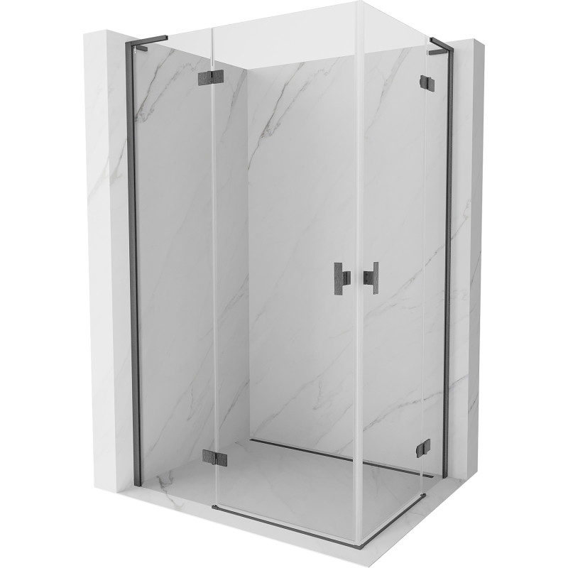 Mexen Mist-H L Duo kabina prysznicowa uchylna lewa 90 x 80 cm, transparent, gun gray szczotkowany - 8A5L-090L-080P-66-00
