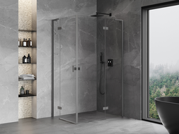 Mexen Mist-H L Duo kabina prysznicowa uchylna prawa 80 x 90 cm, transparent, gun gray szczotkowany - 8A5L-080L-090P-66-00