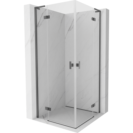 Mexen Mist-H L Duo kabina prysznicowa uchylna 95 x 95 cm, transparent, gun gray szczotkowany - 8A5L-095L-095P-66-00