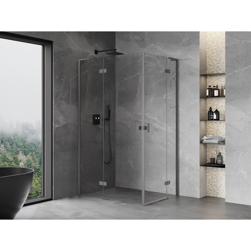 Mexen Mist-H L Duo kabina prysznicowa uchylna lewa 110 x 100 cm, transparent, gun gray szczotkowany - 8A5L-110L-100P-66-00