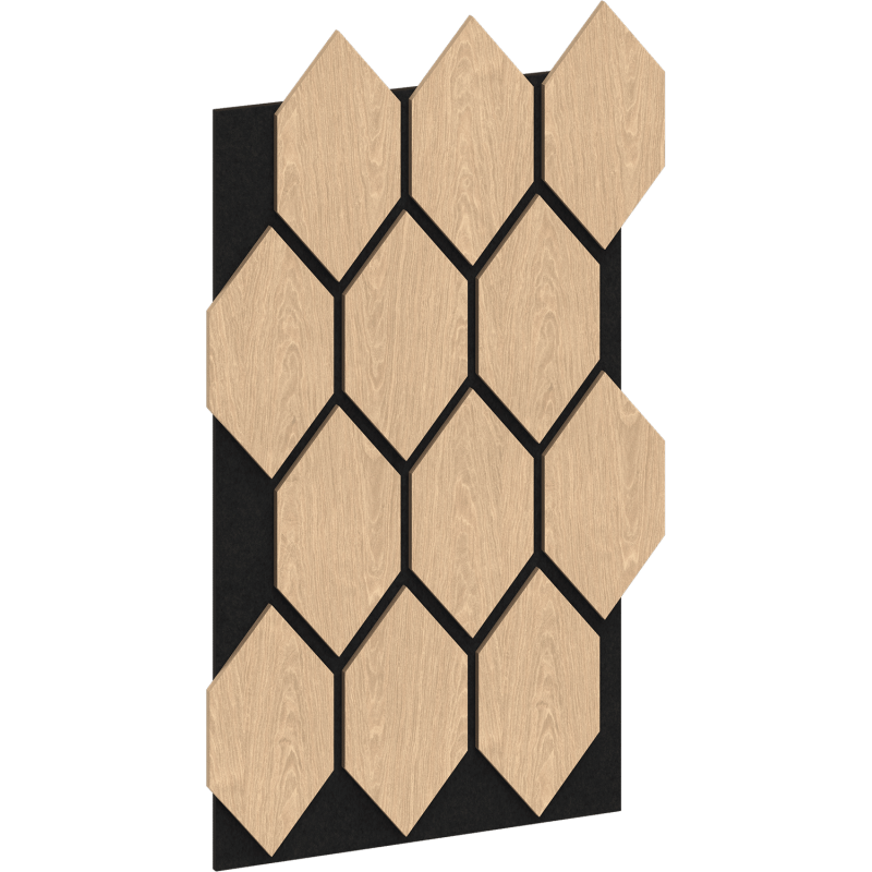 Mexen Form 01 panel ścienny akustyczny 91 x 56 cm (4szt.), filc 9 mm, fornir techniczny, Bielony Dąb - S111-91567-01-040