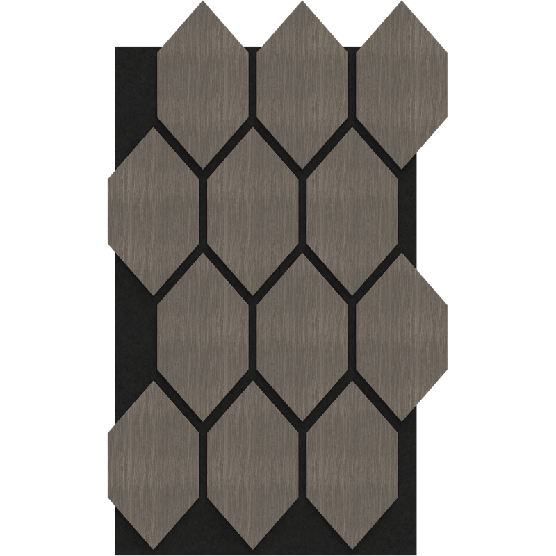 Mexen Form 01 panel ścienny akustyczny 91 x 56 cm (4szt.), filc 9 mm, fornir techniczny, Szary Dąb - S111-91567-01-043