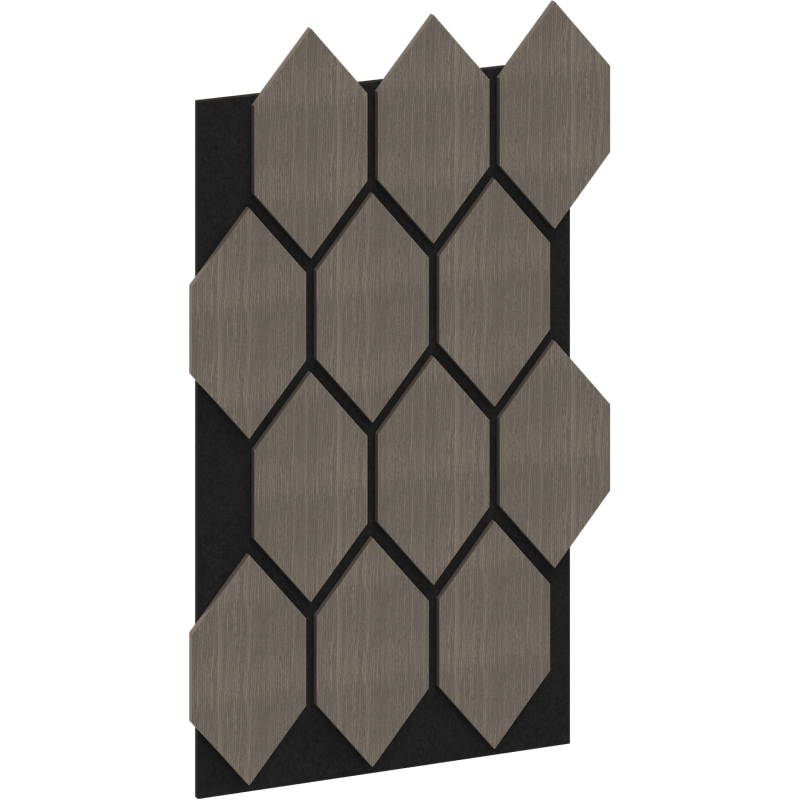 Mexen Form 01 panel ścienny akustyczny 91 x 56 cm (4szt.), filc 9 mm, fornir techniczny, Szary Dąb - S111-91567-01-043