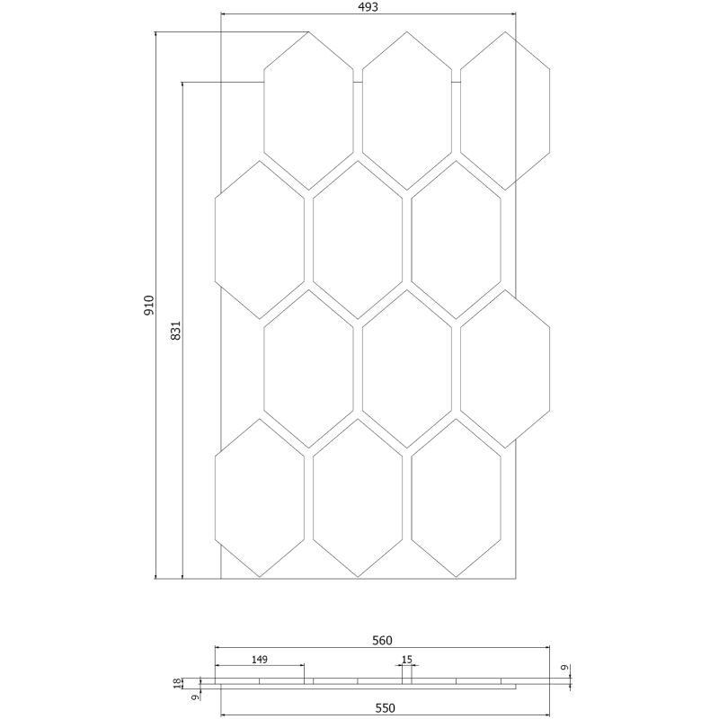 Mexen Form 01 panel ścienny akustyczny 91 x 56 cm (4szt.), filc 9 mm, fornir techniczny, Dąb Mocca - S111-91567-01-045