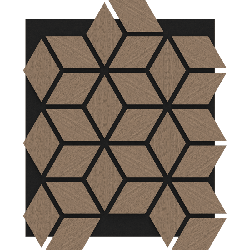 Mexen Form 02 panel ścienny akustyczny 81 x 66 cm (4szt.), filc 9 mm, fornir techniczny, Jasny Orzech - S111-81667-02-047