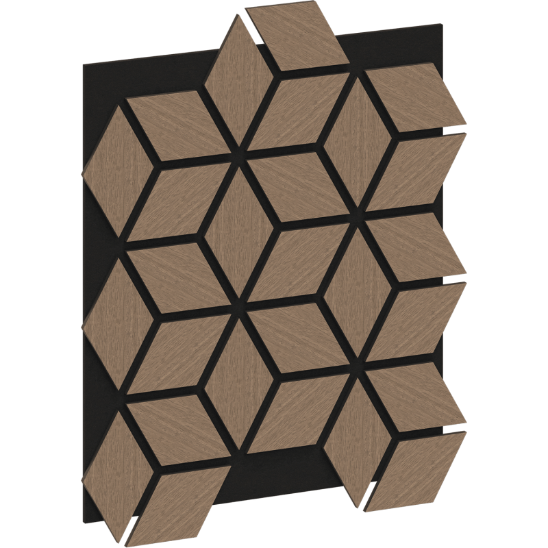 Mexen Form 02 panel ścienny akustyczny 81 x 66 cm (4szt.), filc 9 mm, fornir techniczny, Jasny Orzech - S111-81667-02-047