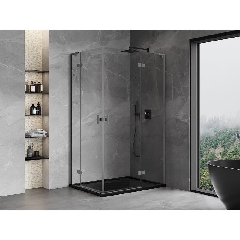 Mexen Mist-H L Duo kabina prysznicowa uchylna prawa 80 x 115 cm, transparent, gun gray szczotkowany - 8A5L-080L-115P-66-00