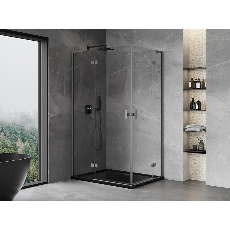 Mexen Mist-H L Duo kabina prysznicowa uchylna lewa 90 x 80 cm, transparent, gun metal - 8A5L-090L-080P-95-00