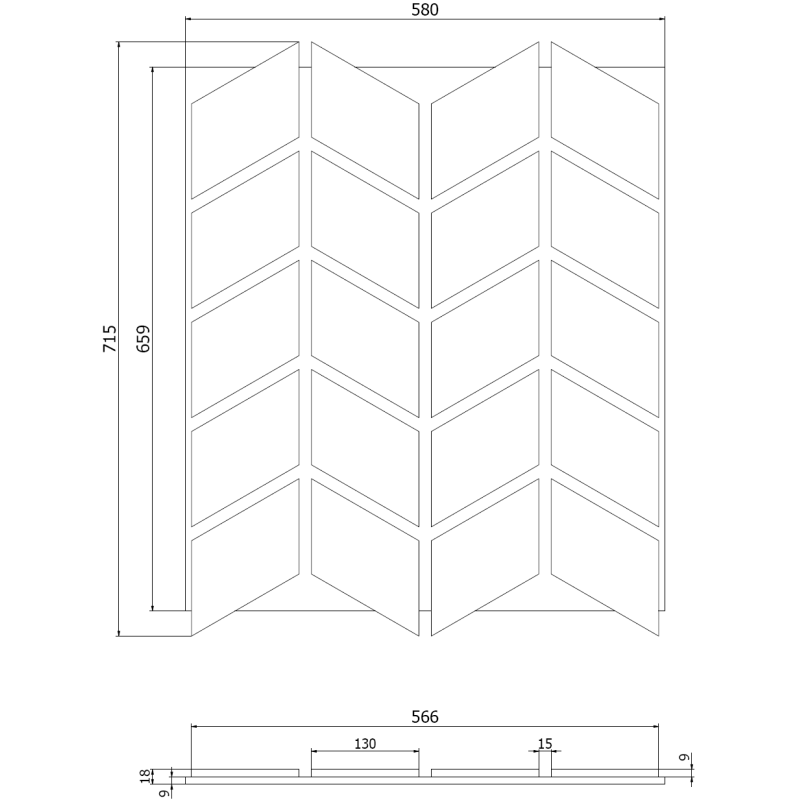 Mexen Form 03 panel ścienny akustyczny 71,5 x 58 cm (4szt.), filc 9 mm, fornir techniczny, Dąb Classic - S111-71587-03-041
