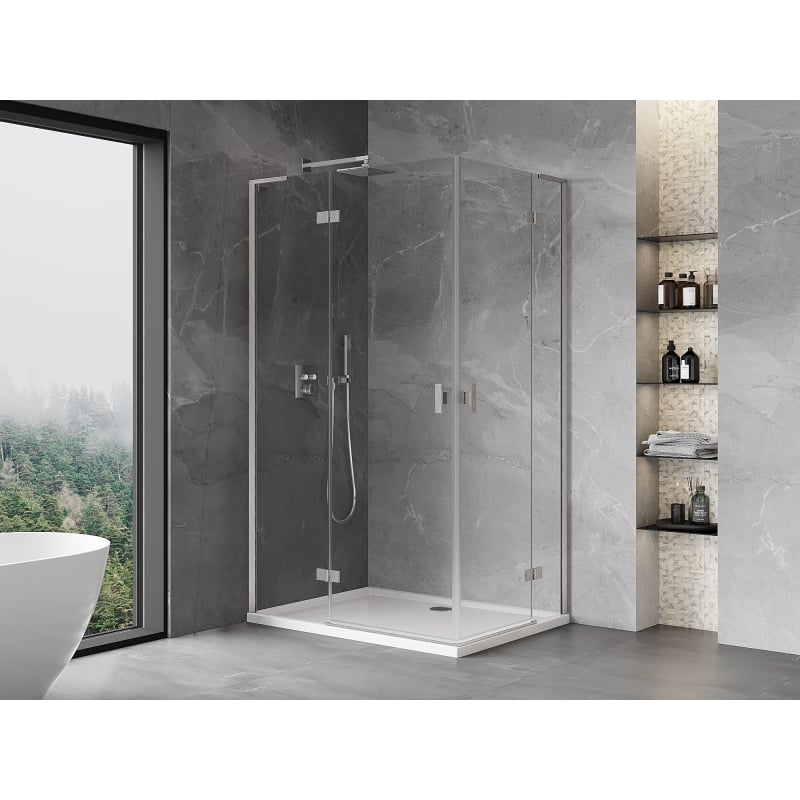 Mexen Mist-H L Duo kabina prysznicowa uchylna lewa 105 x 75 cm, transparent, nikiel szczotkowany - 8A5L-105L-075P-97-00