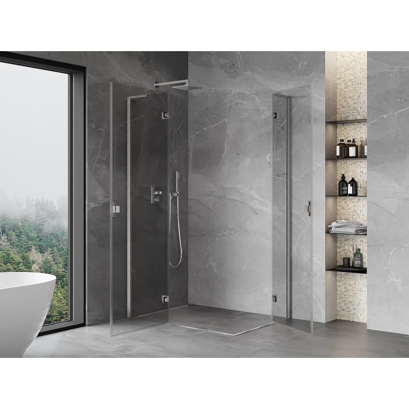 Mexen Mist-H L Duo kabina prysznicowa uchylna lewa 105 x 75 cm, transparent, nikiel szczotkowany - 8A5L-105L-075P-97-00