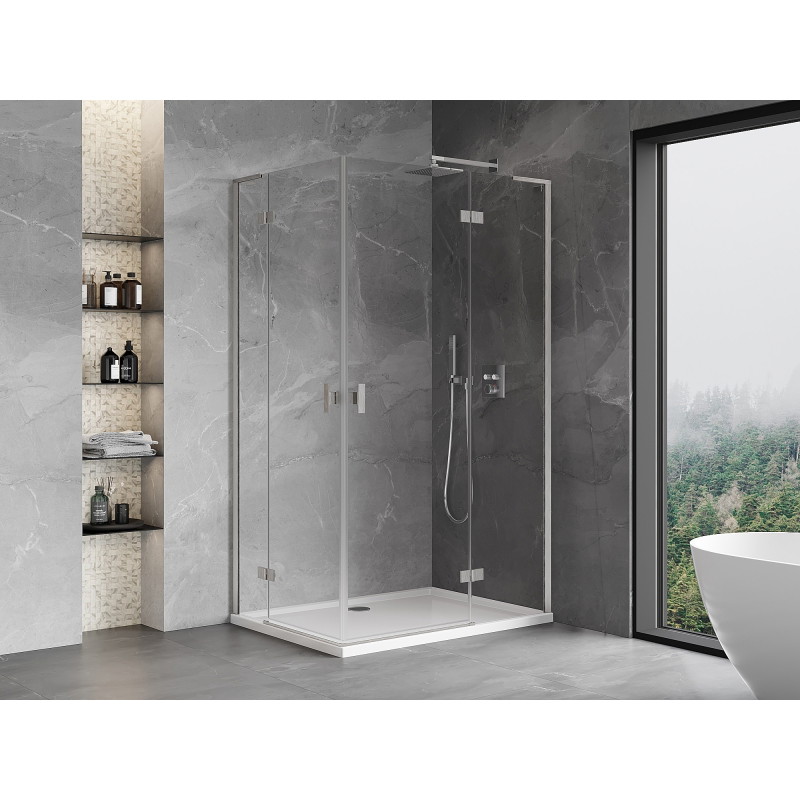 Mexen Mist-H L Duo kabina prysznicowa uchylna prawa 80 x 85 cm, transparent, nikiel szczotkowany - 8A5L-080L-085P-97-00
