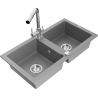 Mexen Mario zlewozmywak granitowy 2-komorowy z baterią kuchenną Duero, szary - 6504-71-671600-00
