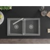 Mexen Mario zlewozmywak granitowy 2-komorowy z baterią kuchenną Duero, szary - 6504-71-671600-00