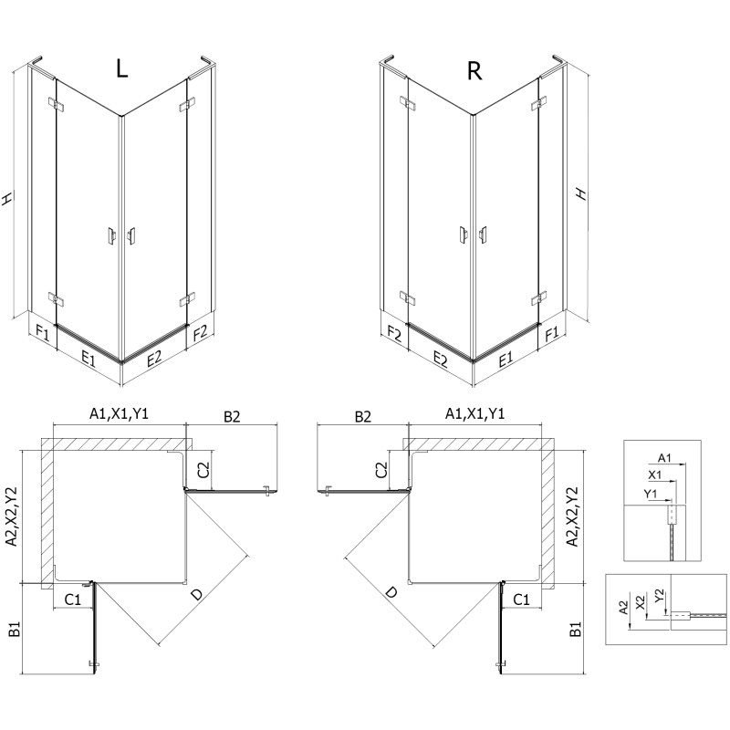 Mexen Mist-H L Duo kabina prysznicowa uchylna lewa 115 x 105 cm, transparent, nikiel szczotkowany - 8A5L-115L-105P-97-00