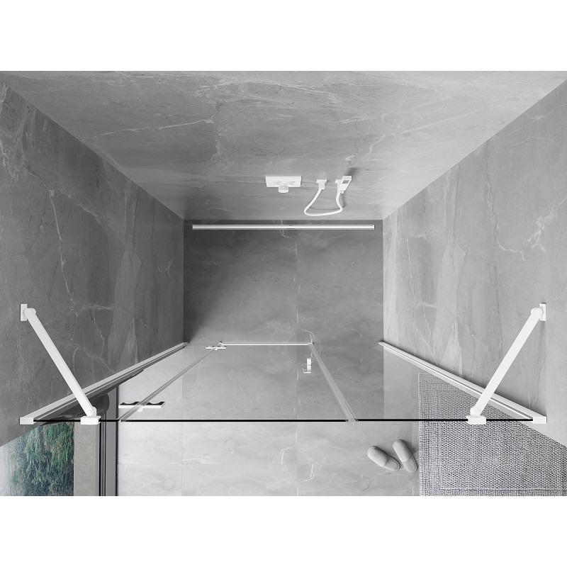 Mexen Mist-H drzwi prysznicowe uchylne lewe 140 cm, transparent, białe - 8A5-140-001-20-00-L