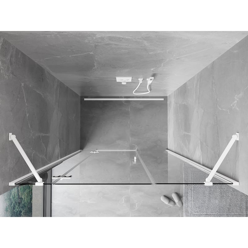 Mexen Mist-H drzwi prysznicowe uchylne lewe 155 cm, transparent, białe - 8A5-155-001-20-00-L