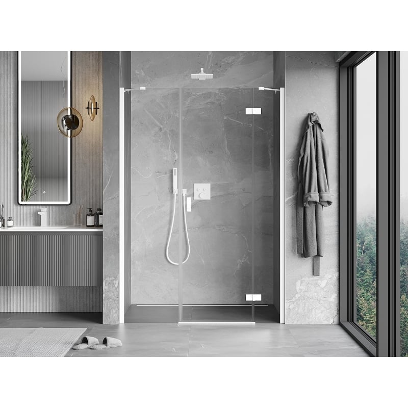 Mexen Mist-H drzwi prysznicowe uchylne prawe 135 cm, transparent, białe - 8A5-135-001-20-00-P