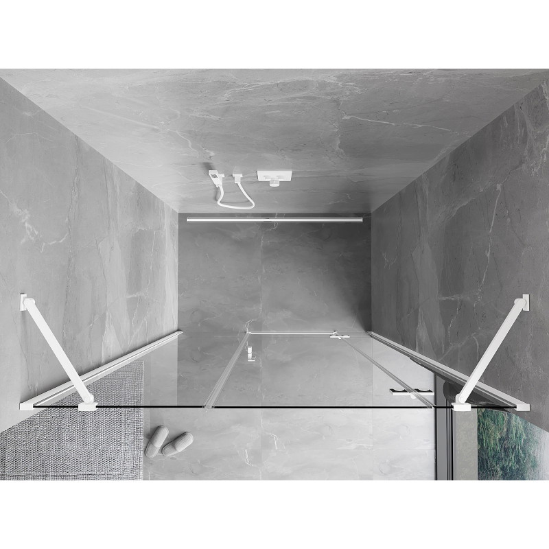 Mexen Mist-H drzwi prysznicowe uchylne prawe 135 cm, transparent, białe - 8A5-135-001-20-00-P
