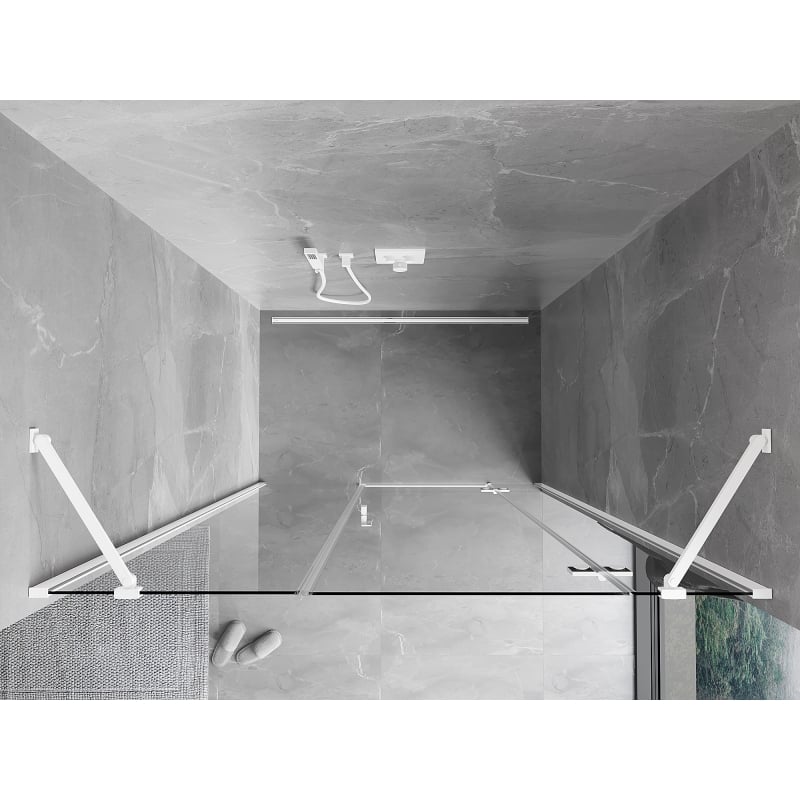 Mexen Mist-H drzwi prysznicowe uchylne prawe 140 cm, transparent, białe - 8A5-140-001-20-00-P