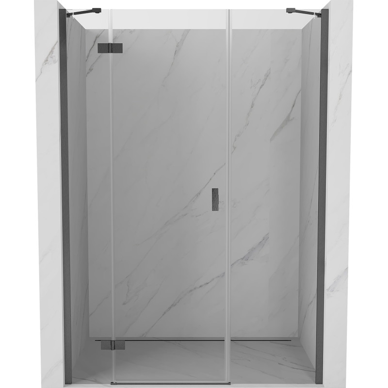 Mexen Mist-H drzwi prysznicowe uchylne lewe 140 cm, transparent, gun gray szczotkowany - 8A5-140-001-66-00-L