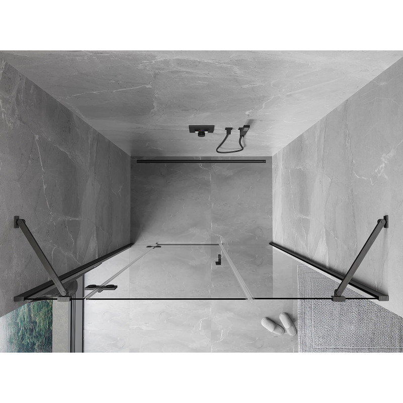 Mexen Mist-H drzwi prysznicowe uchylne lewe 145 cm, transparent, gun gray szczotkowany - 8A5-145-001-66-00-L