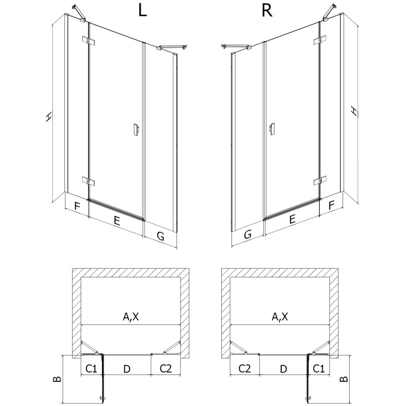 Mexen Mist-H drzwi prysznicowe uchylne lewe 150 cm, transparent, gun gray szczotkowany - 8A5-150-001-66-00-L