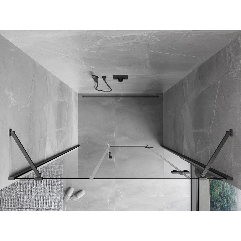 Mexen Mist-H drzwi prysznicowe uchylne prawe 140 cm, transparent, gun gray szczotkowany - 8A5-140-001-66-00-P