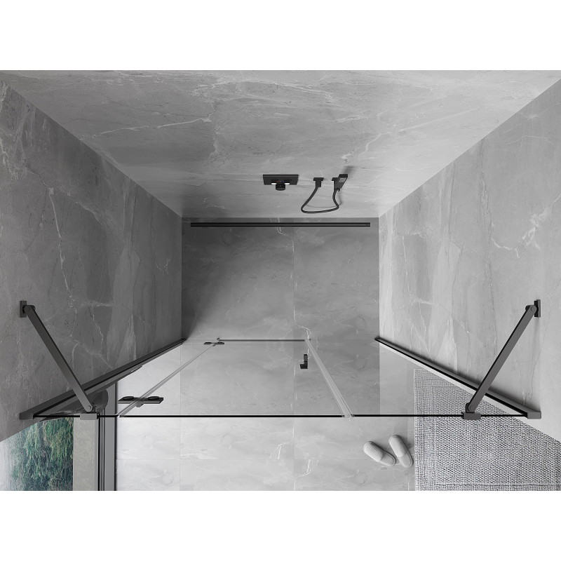Mexen Mist-H drzwi prysznicowe uchylne lewe 140 cm, transparent, gun metal - 8A5-140-001-95-00-L
