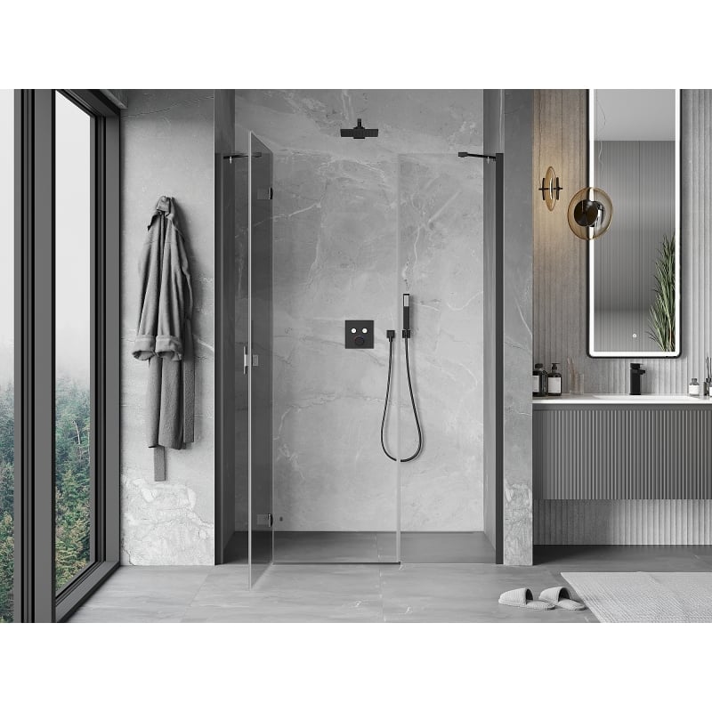 Mexen Mist-H drzwi prysznicowe uchylne lewe 150 cm, transparent, gun metal - 8A5-150-001-95-00-L