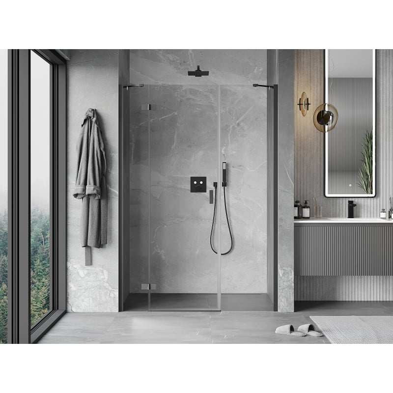Mexen Mist-H drzwi prysznicowe uchylne lewe 150 cm, transparent, gun metal - 8A5-150-001-95-00-L