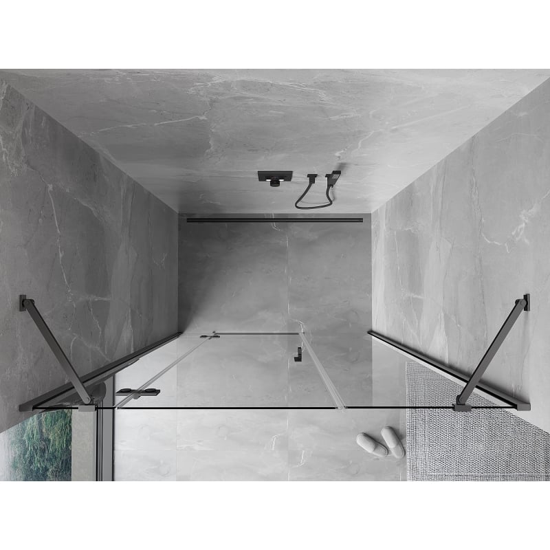 Mexen Mist-H drzwi prysznicowe uchylne lewe 150 cm, transparent, gun metal - 8A5-150-001-95-00-L