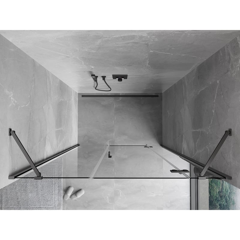 Mexen Mist-H drzwi prysznicowe uchylne prawe 135 cm, transparent, gun metal - 8A5-135-001-95-00-P
