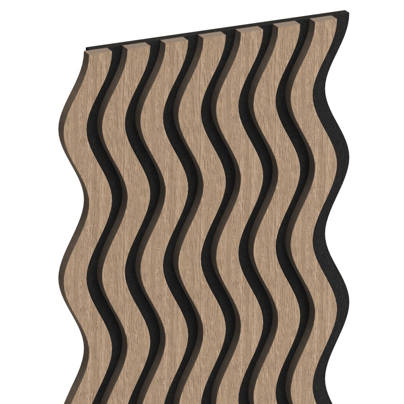 Mexen Lam-SF 02 lamele ścienne akustyczne 280 x 30 cm, filc 9 mm, fornir techniczny, Jasny Orzech - S106-280-02-047
