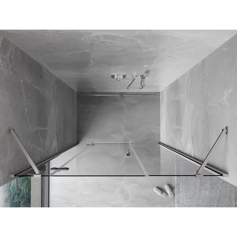 Mexen Mist-H drzwi prysznicowe uchylne lewe 120 cm, transparent, nikiel szczotkowany - 8A5-120-001-97-00-L