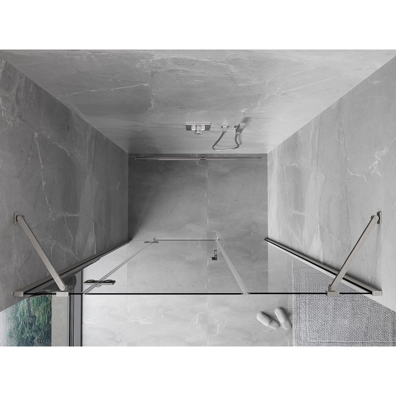 Mexen Mist-H drzwi prysznicowe uchylne lewe 140 cm, transparent, nikiel szczotkowany - 8A5-140-001-97-00-L