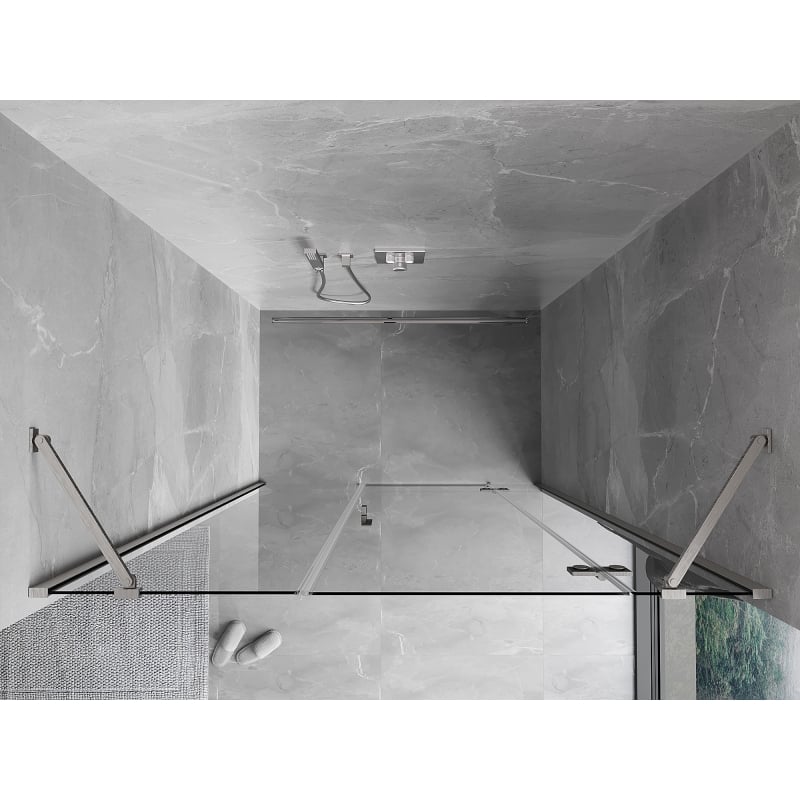 Mexen Mist-H drzwi prysznicowe uchylne prawe 135 cm, transparent, nikiel szczotkowany - 8A5-135-001-97-00-P