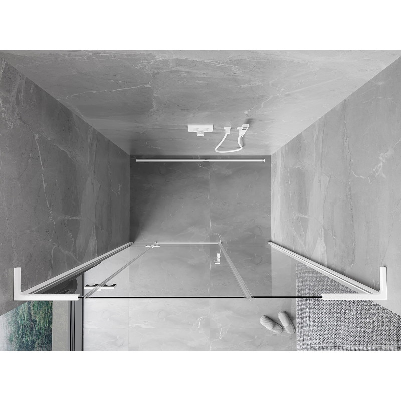Mexen Mist-H L drzwi prysznicowe uchylne lewe 125 cm, transparent, białe - 8A5L-125-001-20-00-L