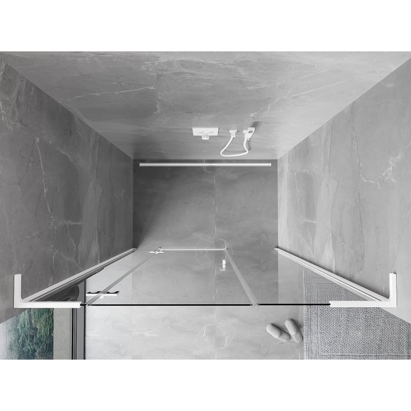 Mexen Mist-H L drzwi prysznicowe uchylne lewe 145 cm, transparent, białe - 8A5L-145-001-20-00-L