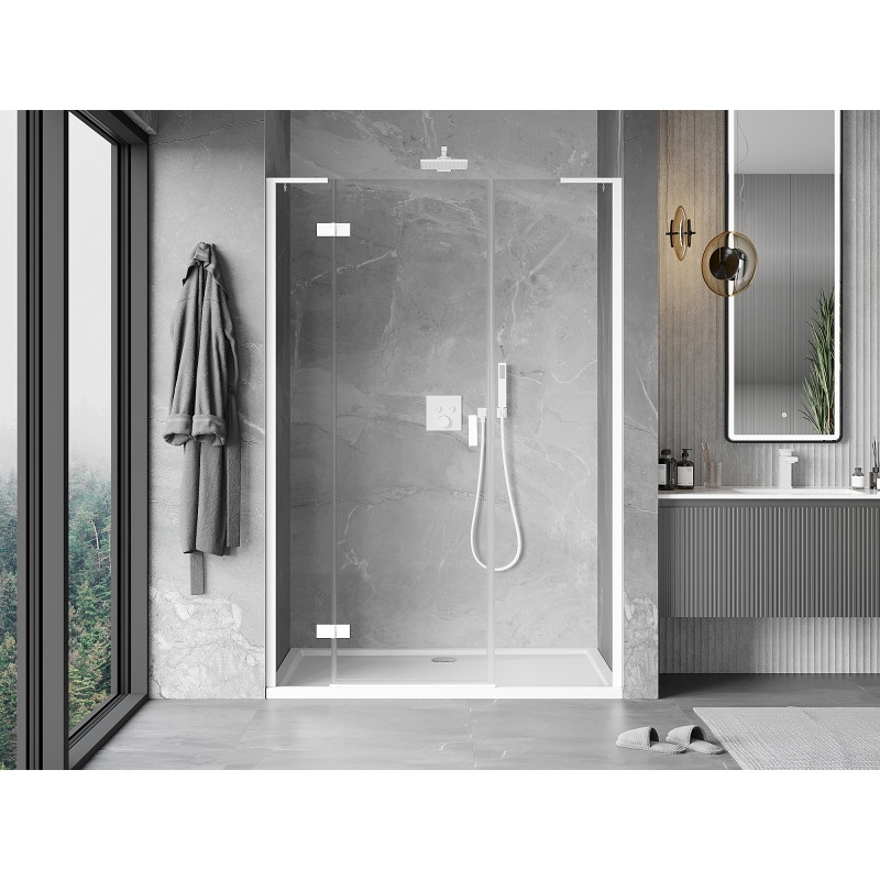 Mexen Mist-H L drzwi prysznicowe uchylne lewe 155 cm, transparent, białe - 8A5L-155-001-20-00-L
