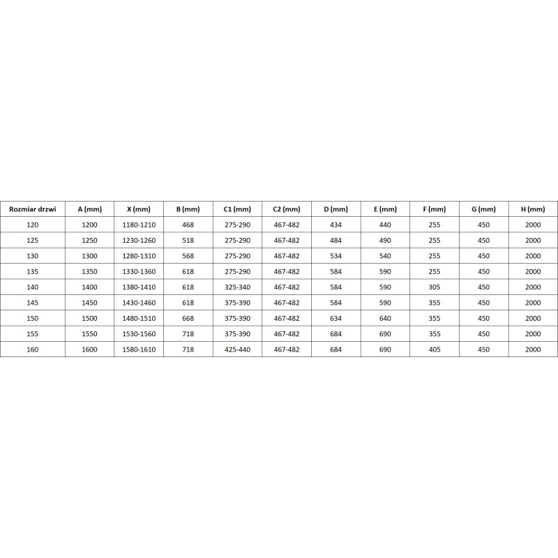 Mexen Mist-H L drzwi prysznicowe uchylne lewe 160 cm, transparent, białe - 8A5L-160-001-20-00-L