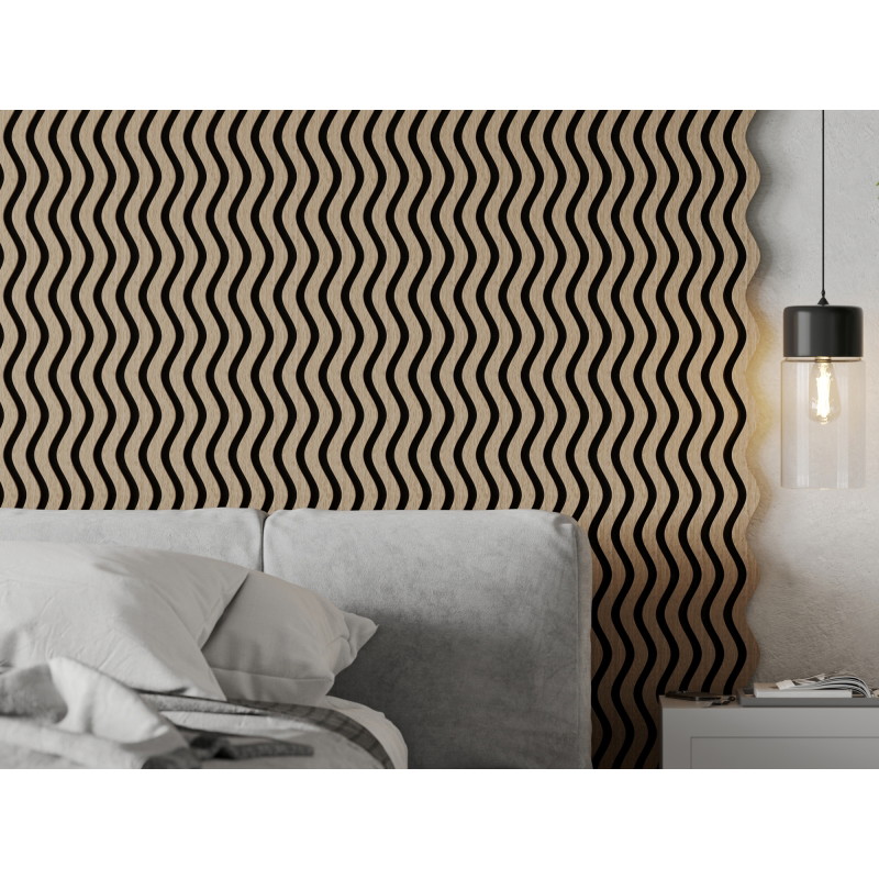Mexen Lam-SF 02 lamele ścienne akustyczne 280 x 30 cm, filc 9 mm, fornir techniczny, Jasny Orzech - S106-280-02-047