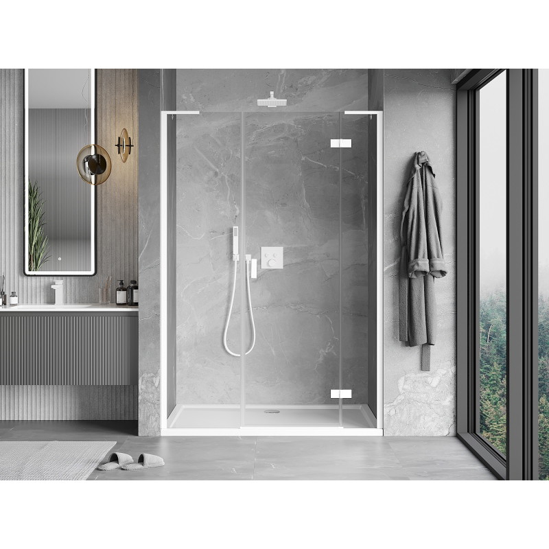 Mexen Mist-H L drzwi prysznicowe uchylne prawe 125 cm, transparent, białe - 8A5L-125-001-20-00-P