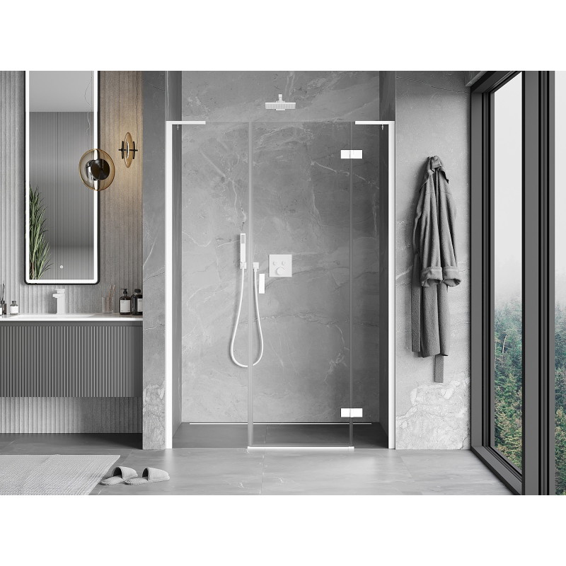 Mexen Mist-H L drzwi prysznicowe uchylne prawe 140 cm, transparent, białe - 8A5L-140-001-20-00-P