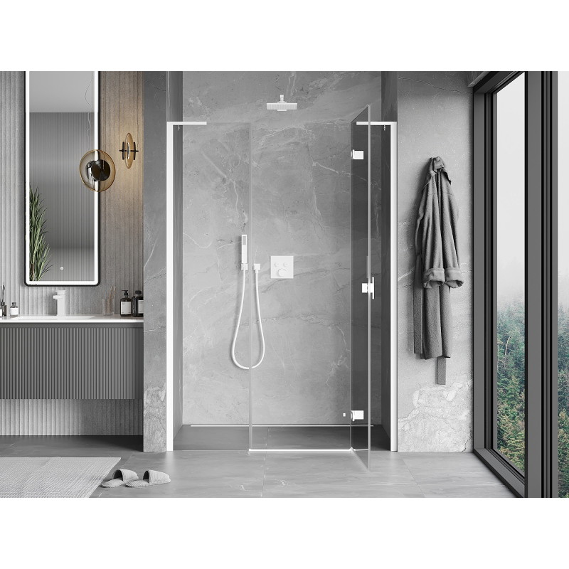 Mexen Mist-H L drzwi prysznicowe uchylne prawe 150 cm, transparent, białe - 8A5L-150-001-20-00-P