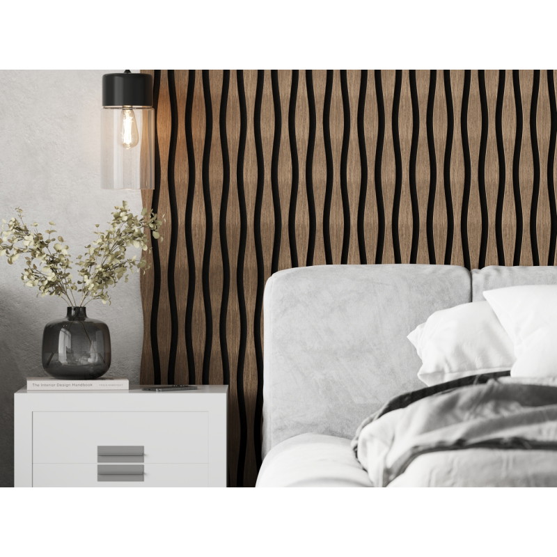Mexen Lam-SF 26 lamele ścienne akustyczne 280 x 30 cm, filc 9 mm, fornir techniczny, Ciemny Orzech - S106-280-26-044