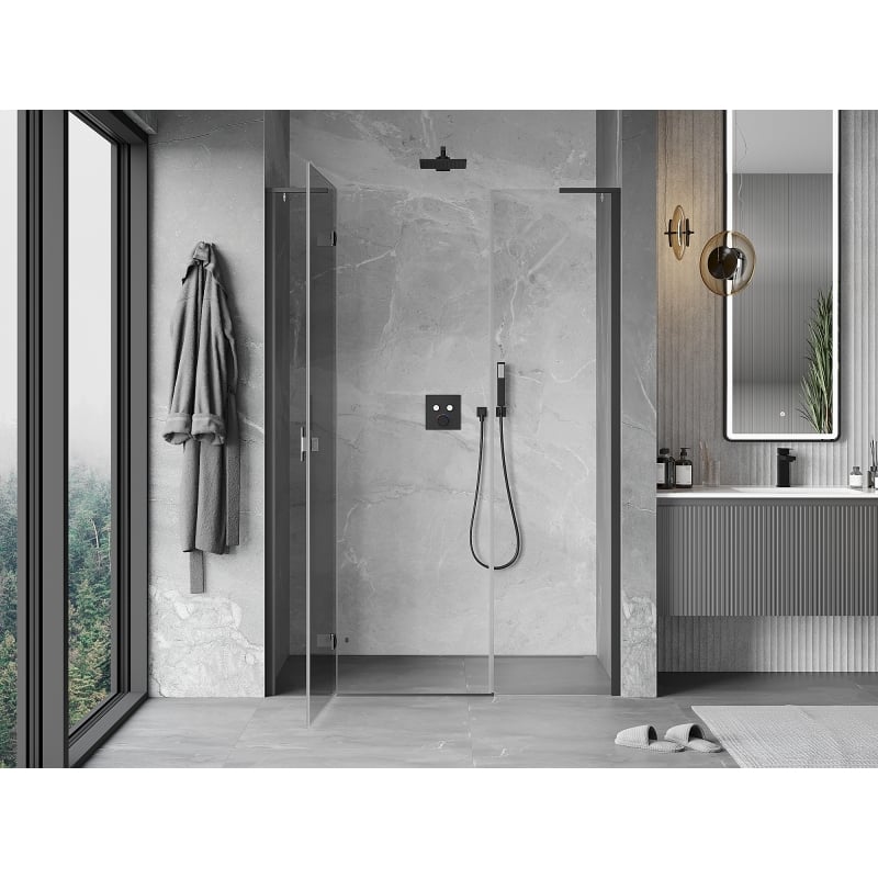 Mexen Mist-H L drzwi prysznicowe uchylne lewe 125 cm, transparent, gun metal - 8A5L-125-001-95-00-L