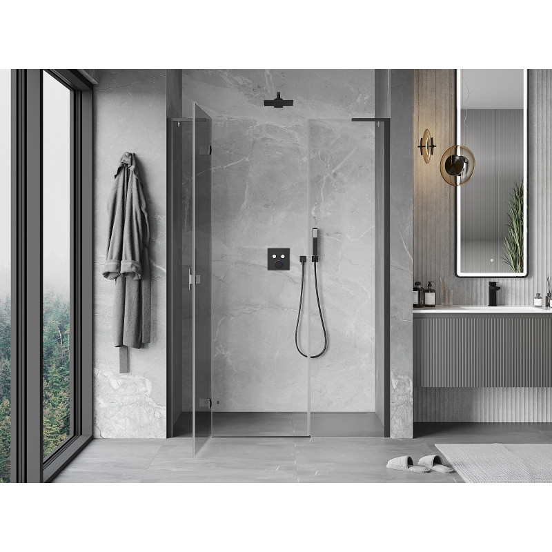 Mexen Mist-H L drzwi prysznicowe uchylne lewe 145 cm, transparent, gun metal - 8A5L-145-001-95-00-L